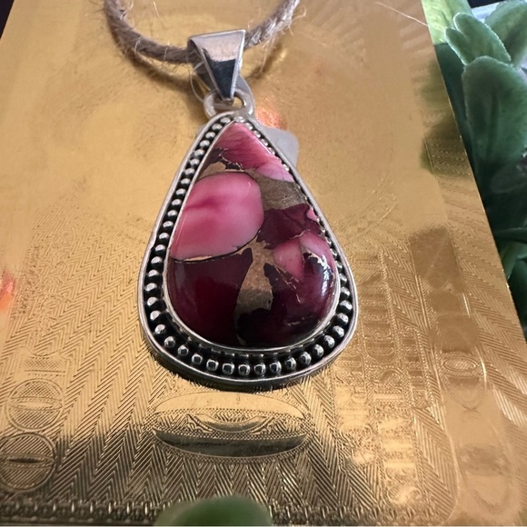 Brand New Sterling Silver 925 Red Rose Dahlia Teardrop Pendant Necklace - Picture 3 of 7